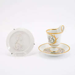 COMMEMORATIVE CUP OF THE BATTLE OF LEIPZIG WITH MATCHING SAUCER