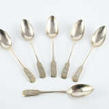 SERIES OF SIX SILVER SOUP SPOONS WITH ORNAMENTAL DECOR - photo 1