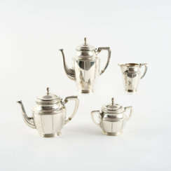 FOUR-PART SILVER COFFEE AND TEA SERVICE WITH BEAD AND REEL