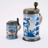 TWO FAYENCE CERAMIC DRUM MUGS WITH ELK DEPICTION - фото 4