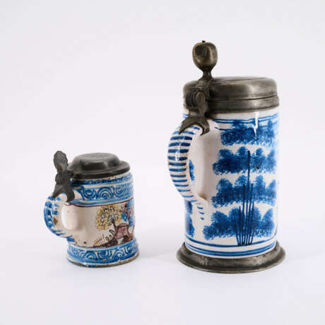 TWO FAYENCE CERAMIC DRUM MUGS WITH ELK DEPICTION - фото 5