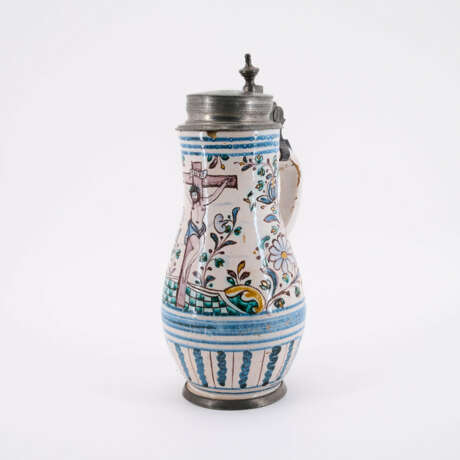 CERAMIC PEAR JUG WITH CRUCIFIXION OF CHRIST - photo 1