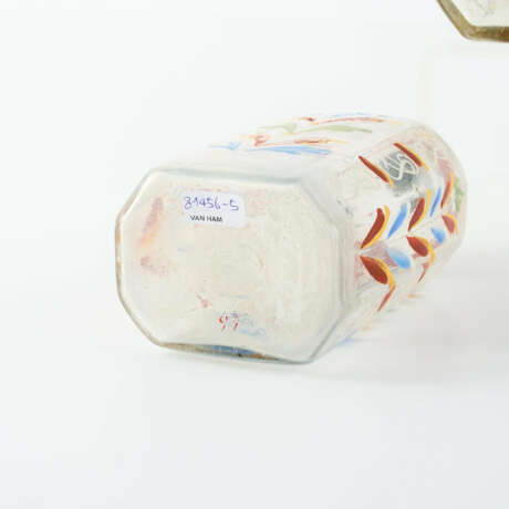 SET OF FOUR GLASS BOTTLES WITH COLOURED ENAMEL DECOR - photo 5