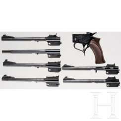 Sechs Wechselläufe für Thompson Center Contender, mit Griffstück