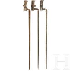 Drei Dillenbajonette zum Infanteriegewehr M1858 (Podewils), Bayern