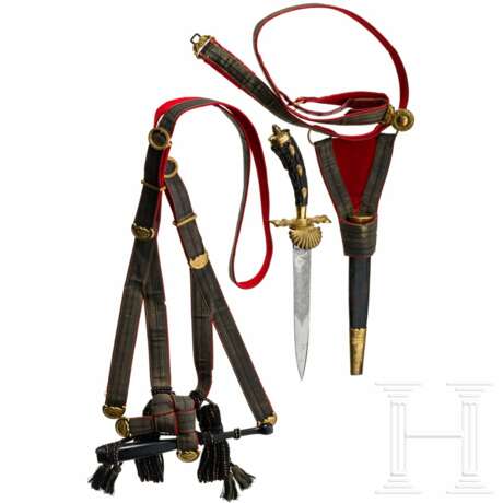 Hirschfänger, Koppel und Gehänge eines Jagdbediensteten, Anfang 20. Jhdt. - photo 1