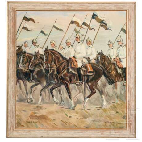 Lanzenreiter des Leib-Kürassier-Regiments Nr. 1 - Gemälde nach Angelo Jank, 1966 - Foto 1 Lanzenreiter des Leib-Kürassier-Regiments Nr. 1 - Gemälde nach Angelo Jank, 1966 - Foto 1