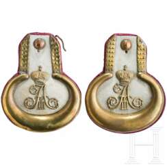 Ein Paar große Epauletten für Mannschaften im Ulanen-Regiment Kaiser Alexander III. von Rußland (Westpreußisches) Nr. 1