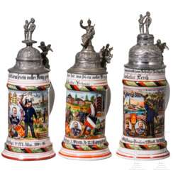 Drei Reservistenkrüge von unterschiedlichen württembergischen Infanterie-Regimentern