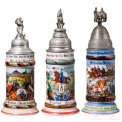 Drei Reservistenkrüge von unterschiedlichen in Ludwigsburg stationierten Regimentern