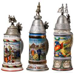 Drei Reservistenkrüge von Ludwigsburger Artillerie-Regimentern