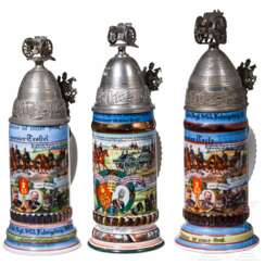 Drei Reservistenkrüge des Württ. Feld. Art. Regt. Nr. 65 Ludwigsburg