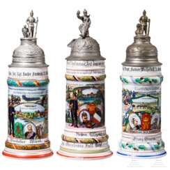 Drei Reservistenkrüge von Infanterie-Regimentern aus Konstanz, Amberg und Kassel