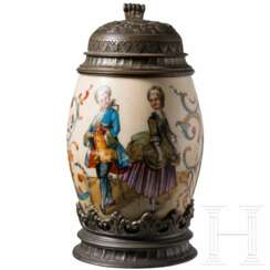 Krug mit Zinndeckel, deutsch, wohl 1887