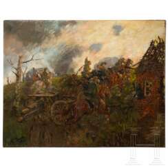 Theodor Rocholl (1854 - 1933), Reitende Artillerie im Gefecht, datiert 1925