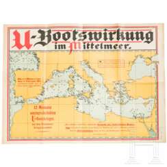 Propaganda-Plakat „U-Bootswirkung im Mittelmeer", 1. Weltkrieg