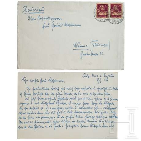 Maximilian Prinz und Markgraf von Baden (1867 - 1929) - eigenhändig geschriebene Karte mit an die Sammlerin adressierten Kuvert 1924 - фото 1