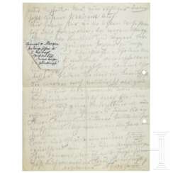 General Kurt von Morgen (1858 - 1928) - zweiter Teil eines handschriftlichen Briefes