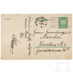 Generalmajor Paul von Lettow-Vorbeck (1870 - 1964) - eigenhändige Postkarte mit Unterschrift 1924