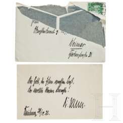 Vizekanzler Karl Jarres (1874 - 1951) - eigenhändig beschriebene Karte 1925