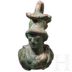 Bronzebüste der Minerva, Laufgewicht für Balkenwaage, 2. - 3. Jhdt. v. Chr.
