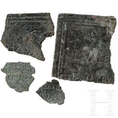 Vier Fragmente von Militärdiplomen, 1. - 2. Jhdt. n. Chr.
