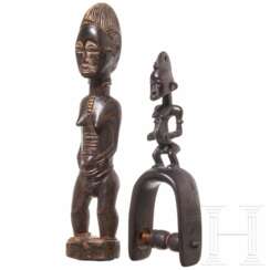 Blolo-bla-Figur und Webrollenhalter, Baule, Elfenbeinküste, 20. Jhdt.
