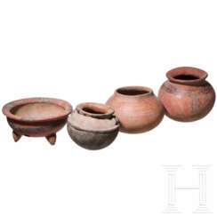 Vier präkolumbische Gefäße, wohl Guatemala, wohl 1000 - 1500 n. Chr.