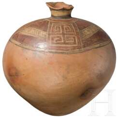 Große präkolumbische Vase mit geometrischem Dekor, 800 - 1200 n. Chr .