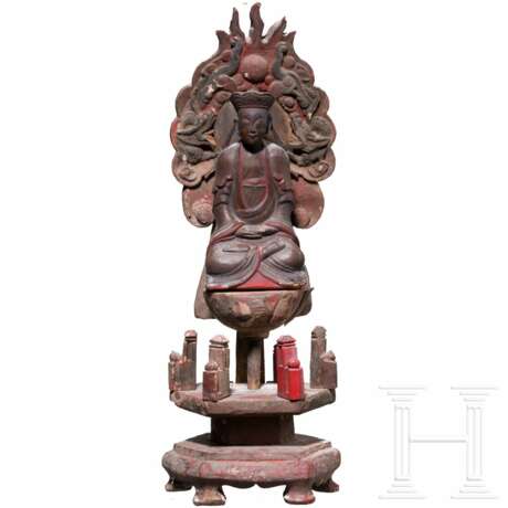 Bemalte Holzstatue des Buddha Amithaba, China, 18. Jhdt. - photo 1