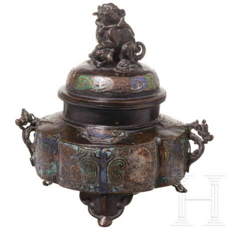 Räuchergefäß mit Emailleeinlagen, China, 18./19. Jhdt. - photo 1 Räuchergefäß mit Emailleeinlagen, China, 18./19. Jhdt. - photo 1