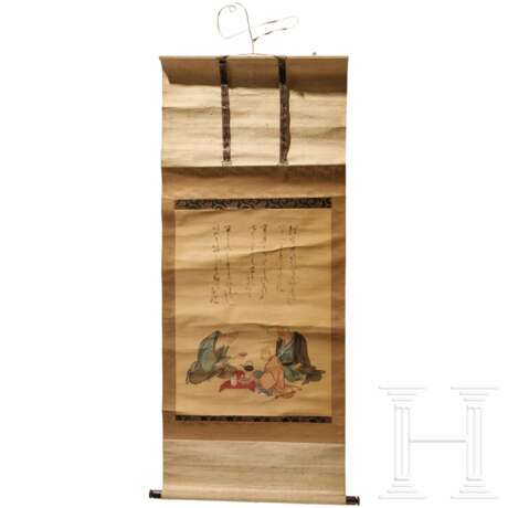 Rollbild mit Darstellung dreier alter Männer, Japan, Taisho-Zeit, 1912 - 1926 - photo 1