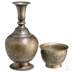 Schale und Surahi-Gießkanne aus Bronze, Tibet, 19. Jhdt.
