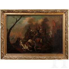 Ölgemälde "Reiterschlacht", wohl deutsch, 18. Jhdt.