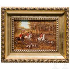 Gemälde mit Jägern zu Pferde, bezeichnet "Matzon"