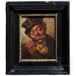 Genreszene der Münchner Schule "Flötenspieler", signiert J. Stephan, Anfang 20. Jhdt.