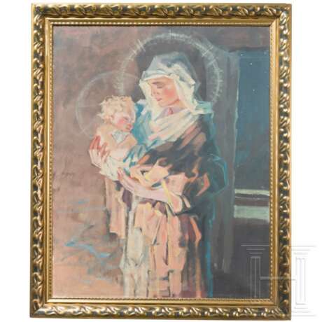 Temperamalerei "Madonna mit Kind", signiert Friedrich, wohl deutsch, datiert 1933 - photo 1
