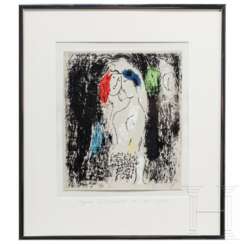 "Les Amoureux en Gris" - Farblithographie Marc Chagalls
