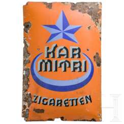 Reklameschild (Emailschild) "KAR MITRI ZIGARETTEN", Berlin, 1920er Jahre