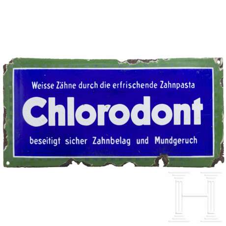 Email-Reklameschild Chlorodant Zahnpasta, Boos & Hahn, Ortenberg -Baden, 1920er Jahre - фото 1