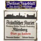 Zwei Emailleschilder "Fränkischer Kurier" und "Berliner Tagesblatt", 1920er Jahre - Foto 1