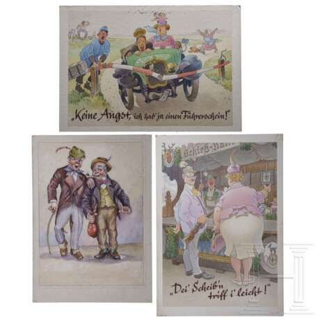 Drei Entwürfe für Postkarten, München, 1950er Jahre - Foto 1