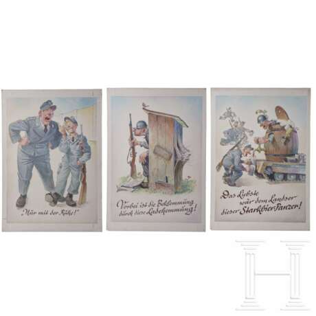 Drei Entwürfe für Postkarten, München, 1950er Jahre - Foto 1