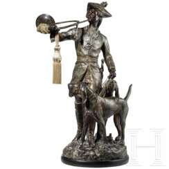 Galvanoplastik eines Jägers mit Hunden nach Hippolyte François Moreau (1832 - 1927), deutsch oder französisch, 20. Jhdt.