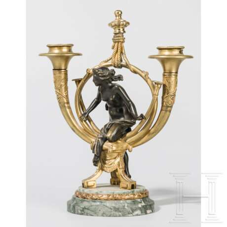 Ormolu-Bronzeleuchter mit weiblichem Akt, Frankreich, 19. Jhdt. - photo 1