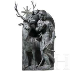 Balthasar Schmitt (1858 - 1942), Hl. Hubertus aus Bronze, deutsch, 1. H. 20. Jhdt.