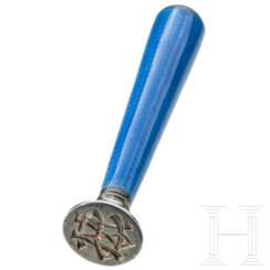 Silbernes Petschaft mit emailliertem Griff, Schweden, um 1900