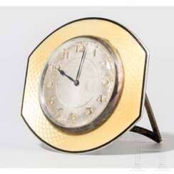Guilloché-Email-Tischuhr, Birmingham, Arthur Barnett & Co. Ltd., 1925