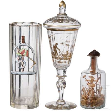 Deckelpokal, Becherglas und Eingericht, 19./20. Jhdt. - photo 1