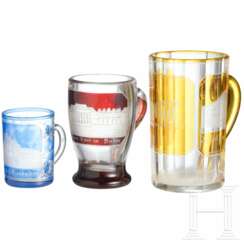 Drei Ansichtenbecher von Baden-Baden, Bad Ems und Wiesbaden, Böhmen, Mitte 19. Jhdt.